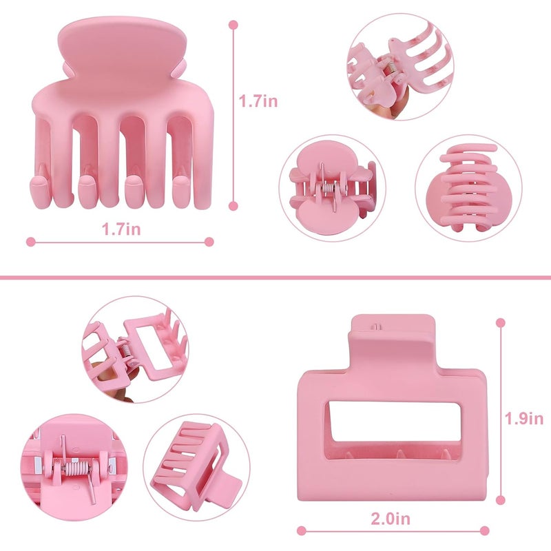 USDNICE Medium Hair Clips Combination 2 Styles Small Claw Clips for Thin Hair 8 Pcs Matte Non-slip Rectangle Jaw Clips Square Hair Accessories for Women and Girls (Colorful) - Image 4